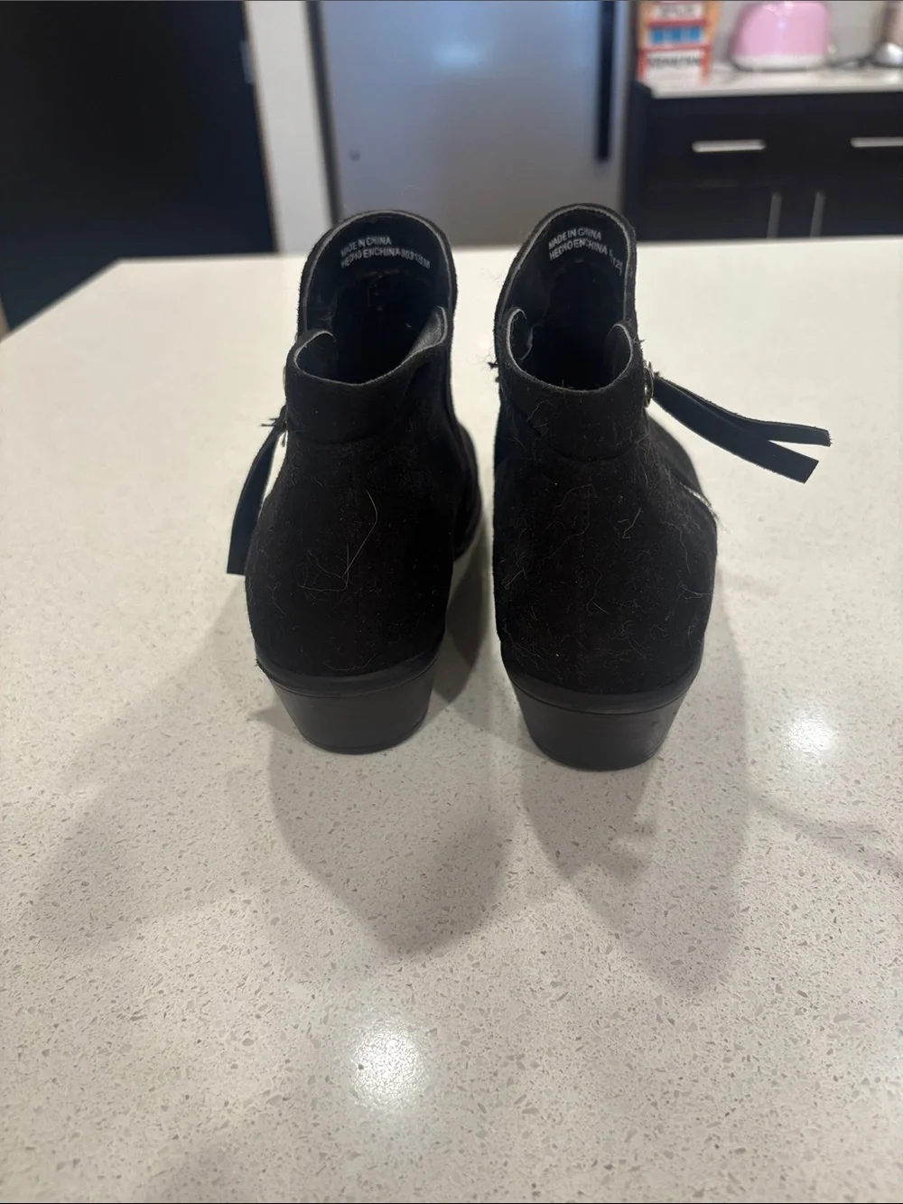 Black Suede Ankle Boots with Side Zip